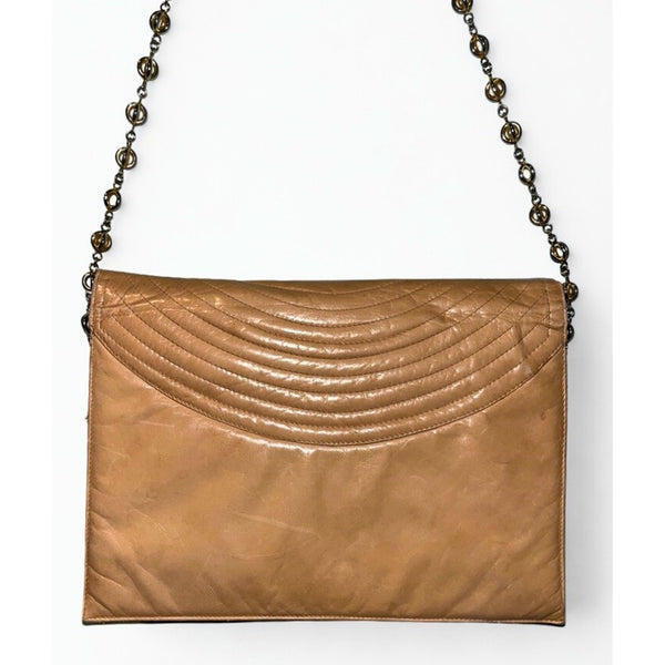 Valentino by Mario Valentino Vintage Leather Shoulder Bag Bronze Chain Strap