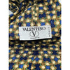 Valentino Cravatte Vintage Silk Tie Blue Gold Medallion Pattern Made in Italy EUC