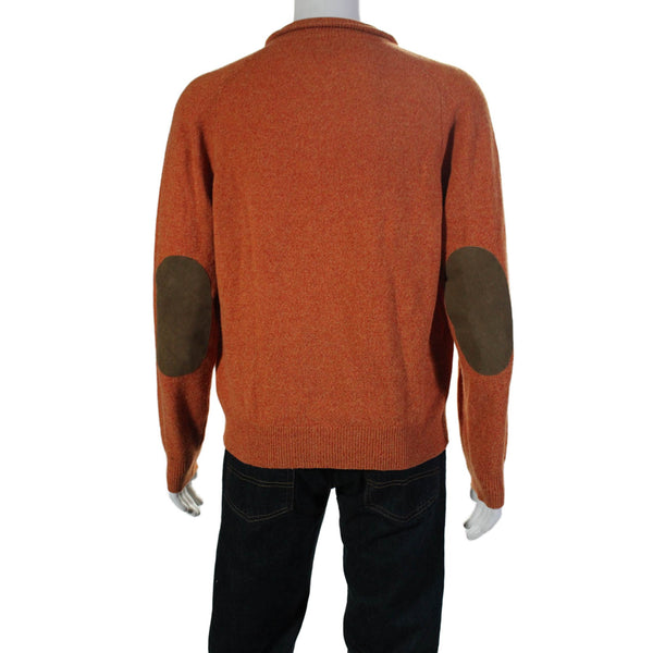 Vineyard Vines Mens Wool Mock Neck Half Zipped Pullover Sweater Orange Size L