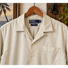 Polo Ralph Lauren Caldwell Camp Shirt Ivory Silk Cotton Loop Collar Men's Small