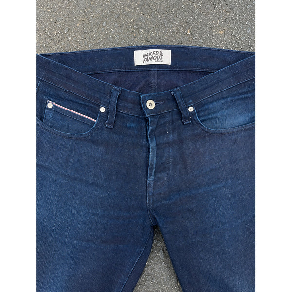 Naked & Famous Super Skinny Guy Indigo Stretch Japanese Selvedge Jeans Sz. 32x30