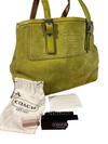 Coach Hamptons Ante Patente Carryall Bolso Bolso Tote Raro Auténtico Verde