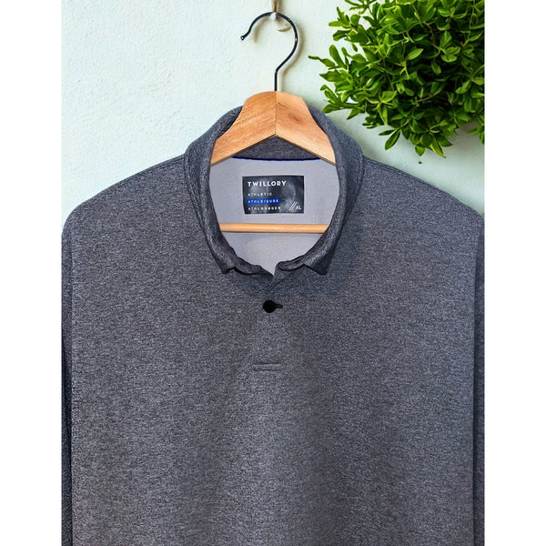 Twillory Long Sleeve Polo Mens XL Gray Athleisure Performance Stretch EUC