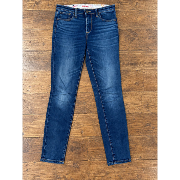 Johnny Was Skinny Jeans Womens 26 Blue Mid Rise Stretch Floral Skinny 29x28.5