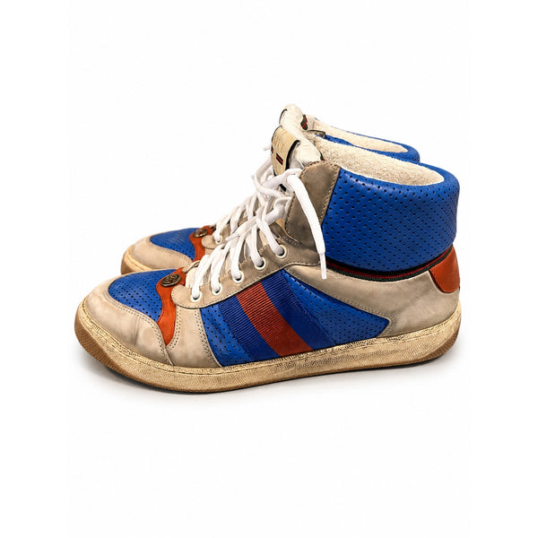 Gucci Screener High Blue 563485 0YI30 9561 Sneakers Men’s Size 9 Authentic EUC