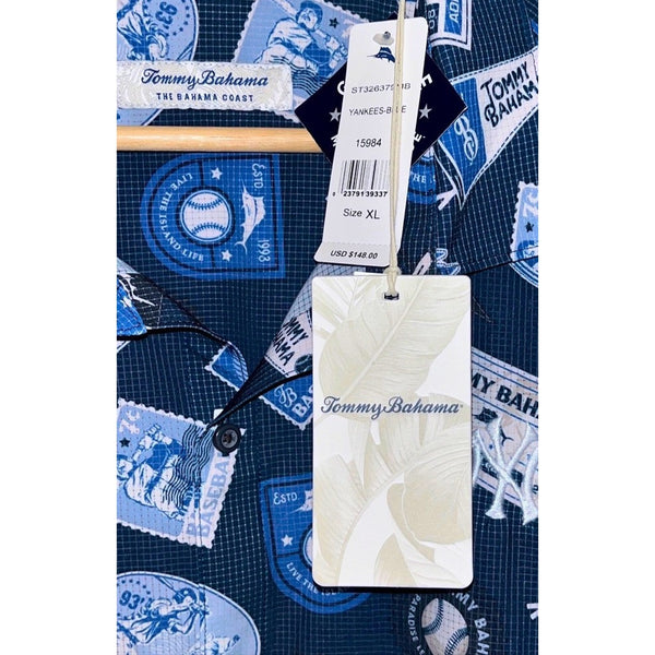 New York Yankees Tommy Bahama Island Zone Shirt Blue MLB Print XL NWT Rare
