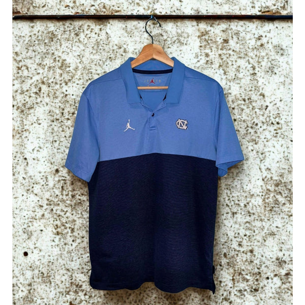 Air Jordan UNC Tar Heels Elite Polo Shirt Blue Navy Mens Size L BQ9630-448 EUC