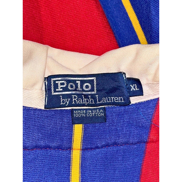 Polo Ralph Lauren Rugby Shirt Mens XL Colorblock Elbow Shoulder Patches USA VTG