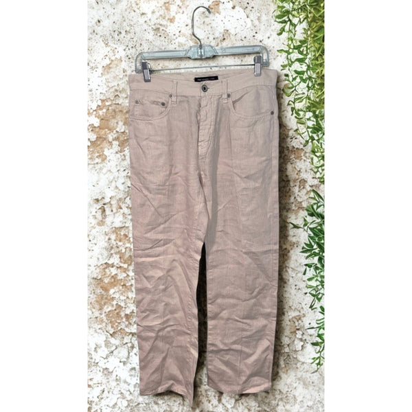 John Varvatos USA Linen Pants Men's 30x30 Cream 5 Pocket Straight Leg Casual