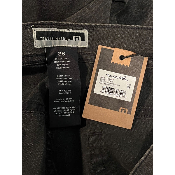 Travis Mathew Legacy Featherweight Stretch Jeans Vintage Charcoal Mens 38x34 NWT