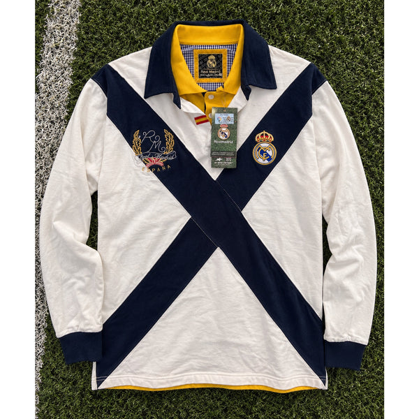 Real Madrid Vintage Official Club Rugby Polo Shirt Sz L #72 NWT Spain Rare