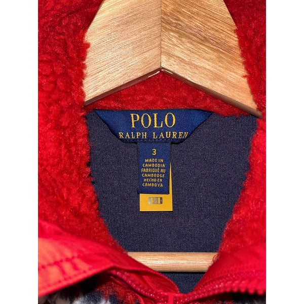 Polo Ralph Lauren Fair Isle Teddy Fleece Jacket Navy Kids Size 3 NWT