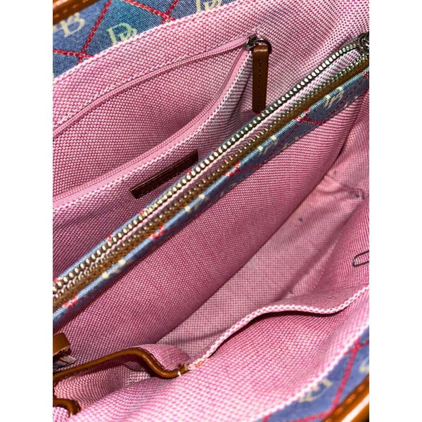 Dooney & Bourke Monogram Canvas Leather Tote Shoulder Bag Crossbody