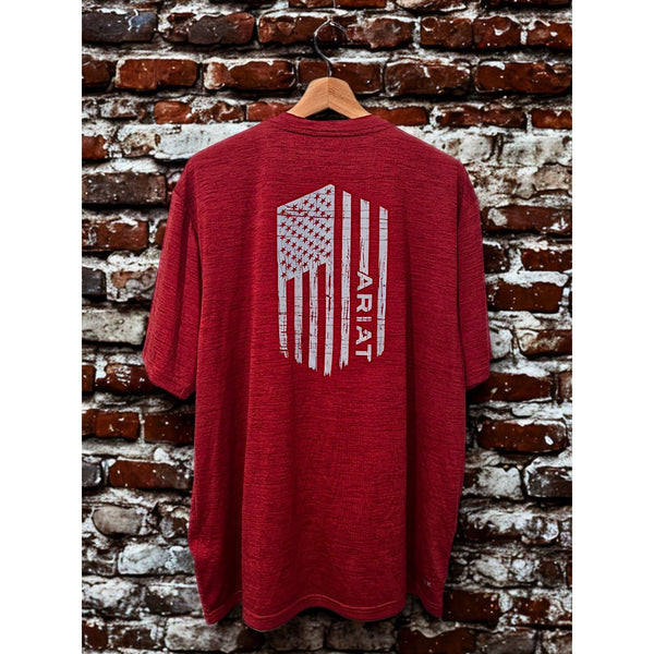 Ariat Charger Flag Tee XL Red AriatTEK Patriotic USA Shirt NWOT