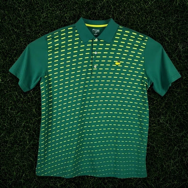 Augusta National Masters Tech Golf Polo Green Yellow Sz M EUC