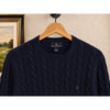 Brooks Brothers Navy Blue Cable Knit Cotton Crewneck Sweater Men's XL NWT $108