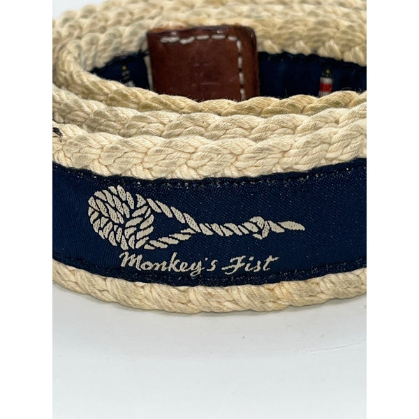 Polo Ralph Lauren Nautical Rope Belt Size 38 Lighthouse Knots D-Ring Vintage