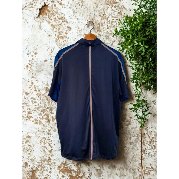 Nike Tiger Woods TW Perforated Panel Polo Blue Gray 585783 Men’s Sz M Golf EUC