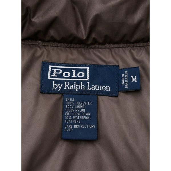 Polo Ralph Lauren Hooded Down Puffer Vest Brown Quilted Vintage Men's Medium