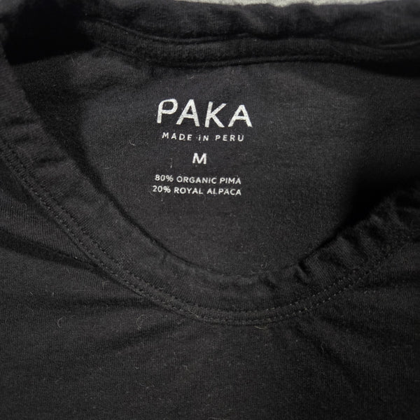 PAKA Royal Alpaca Pima Blend Essential Tee Shirt Black Medium Made in Peru