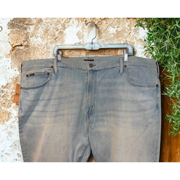 Polo Ralph Lauren Varick Slim Straight Jeans 46B X 32 NWT Light Blue Stretch