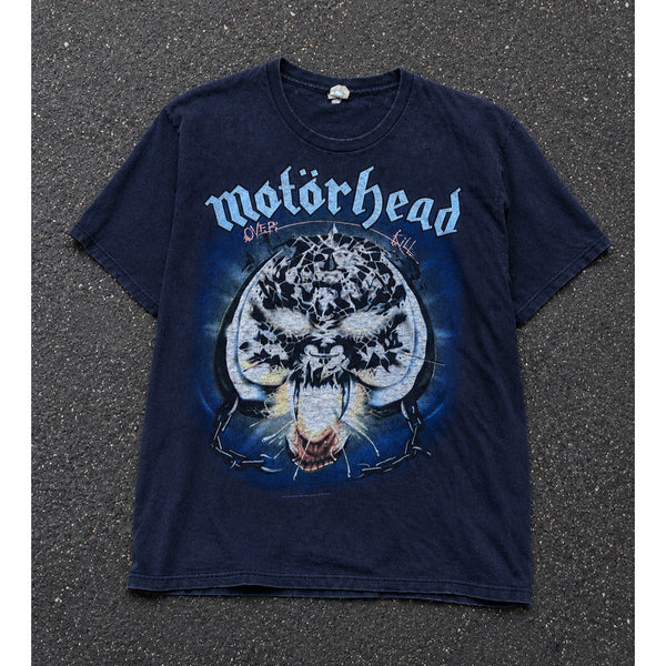 Motorhead Overkill Band T Shirt Mens L Blue Sun Faded Rock Metal Rare Vintage