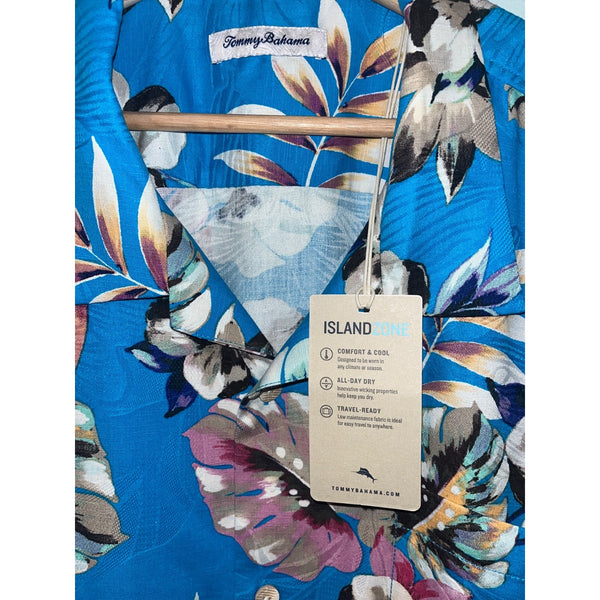 Tommy Bahama Jetties Beach Blooms Silk Blend Camp Shirt Blue 2XL NWT $148