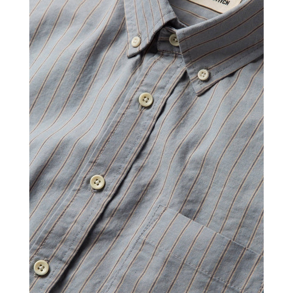 Taylor Stitch The Jack Parkway Stripe Shirt Men's 2XL 46 Organic Cotton Blue