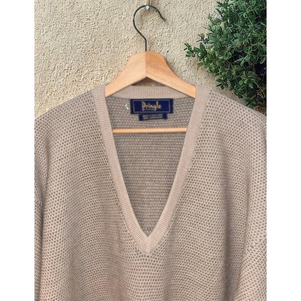 Pringle of Scotland Vintage Lambswool V-Neck Sweater Mens 2XL (Small Hole)