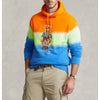 Polo Ralph Lauren Polo Bear Tie-Dye Fleece Hoodie Men's Large Orange Blue EUC