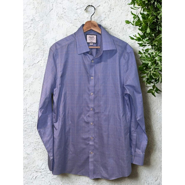Charles Tyrwhitt Dress Shirt Non Iron Extra Slim Fit Patch Men's 16/35