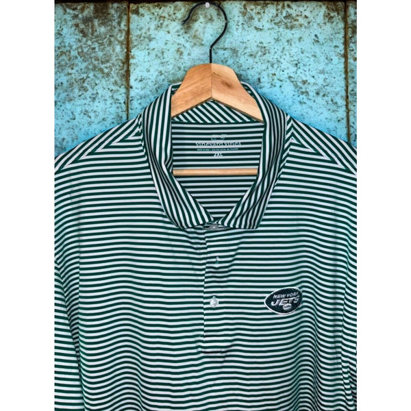New York Jets Vineyard Vines Winstead Stripe Polo Green White Sz 2XL NWOT