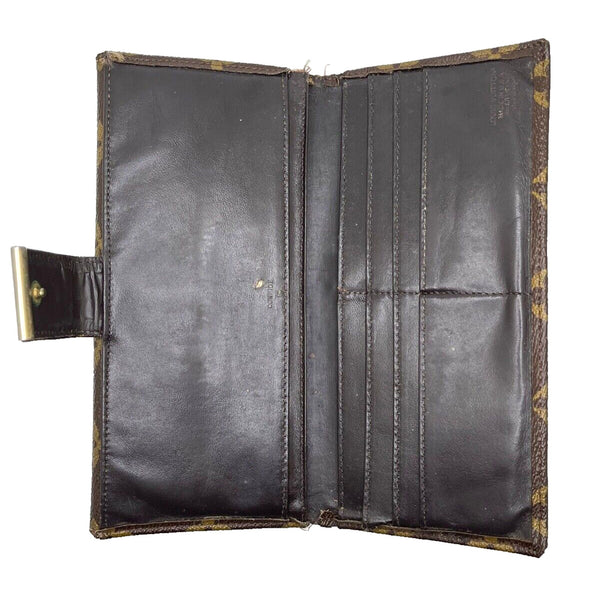 Louis Vuitton Monogram Vintage Long Bifold Clutch Wallet USA Made Cowhide Leathe