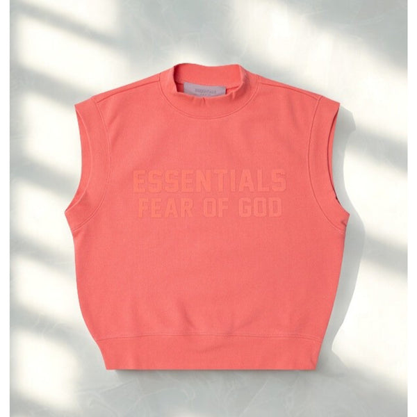 Fear of God Essentials Sweatshirt Vest Adult Size 12 Pink Coral Mock Neck Fleece