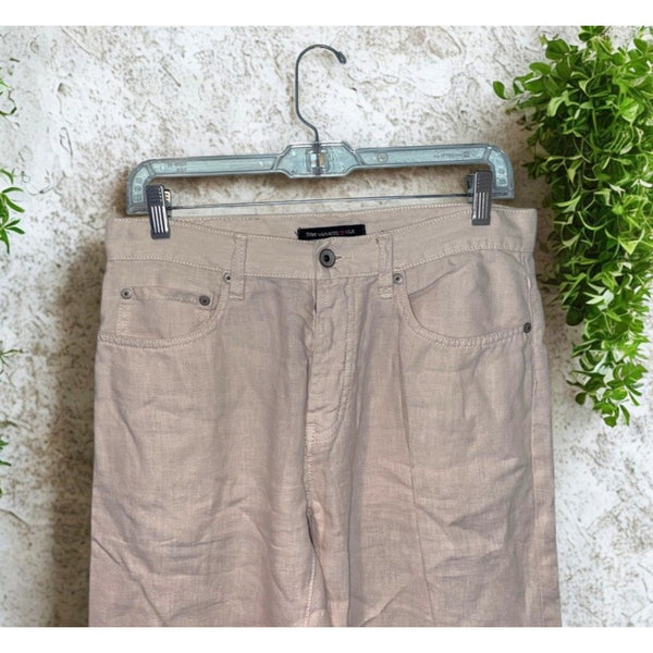 John Varvatos USA Linen Pants Men's 30x30 Cream 5 Pocket Straight Leg Casual