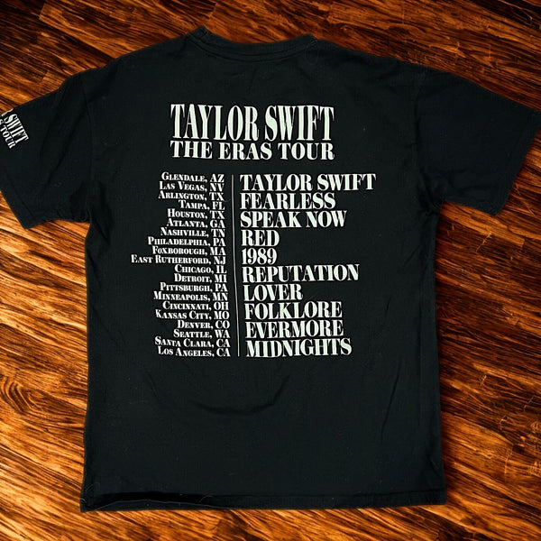 Taylor Swift The Eras Tour T-Shirt Black Size L Official Tour Merch EUC