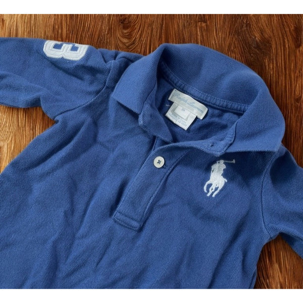 Ralph Lauren Baby Big Pony One Piece Romper Navy Long Sleeve 3M Infant
