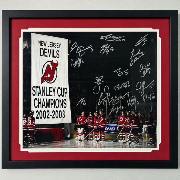 New Jersey Devils 2002-03 Stanley Cup Team Signed Framed Photo Brodeur Stevens