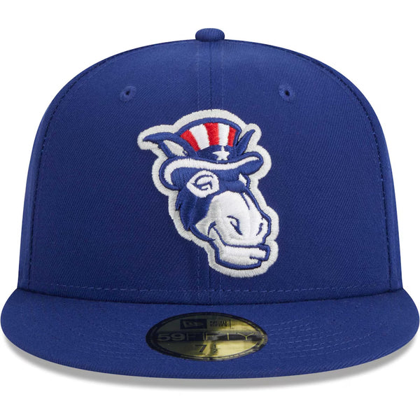 New Hampshire Fisher Cats New Era 59FIFTY Uncle Sam Donkey Hat Sz. 7 NWT