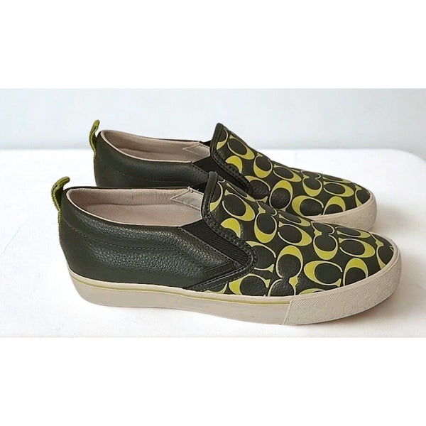 Coach CA283 Printed Pebble Skate Sneakers Army Green Men’s Sz 9.5D NIB