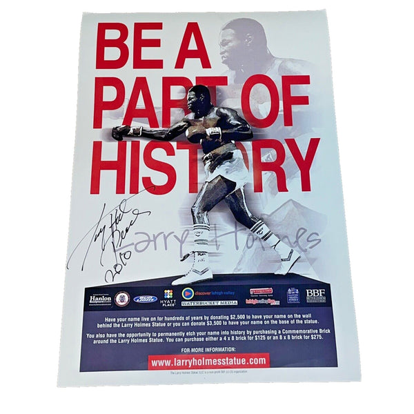 Larry Holmes Signed “Be A Part Of History” Statue Poster 2010 Peace Inscription