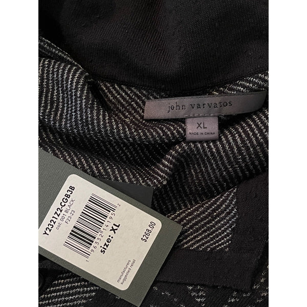 John Varvatos Simon Floral Jacquard Camp Collar Knit Shirt XL NWT $268 Black