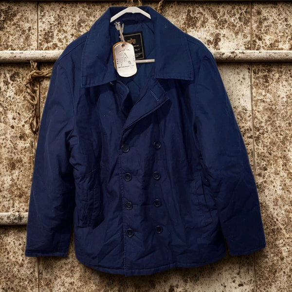 Alpha Industries Double Breasted Navy Blue Easton Pea Coat Size XL NWT RARE