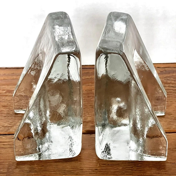 BLENKO by Wayne Husted Sculptural Wedge Bookends MCM Art Glass Glows