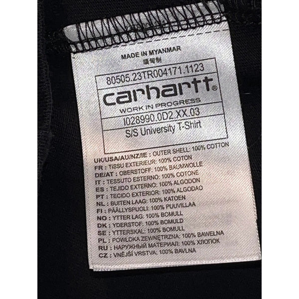 Carhartt WIP S/S University T-Shirt Mens Large Black Logo Graphic Cotton Tee
