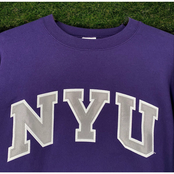 NYU New York University Champion Sweatshirt Crewneck Purple S