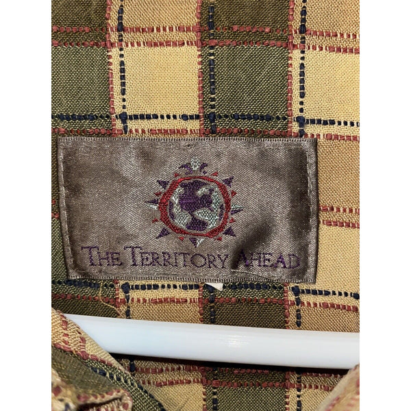 The Territory Ahead Textured Plaid Explorers Shirt Mens L Vintage 90s