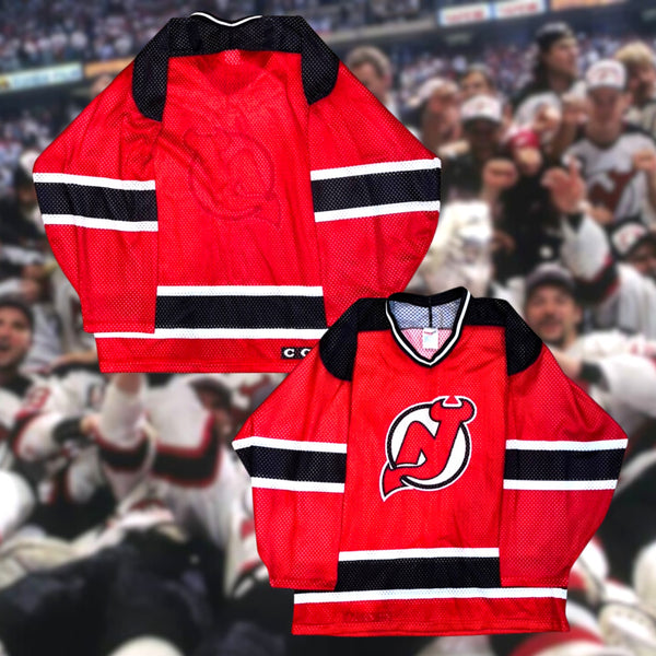 New Jersey Devils CCM NHL Away Jersey Blank Red Mesh L Sports Hockey Vintage