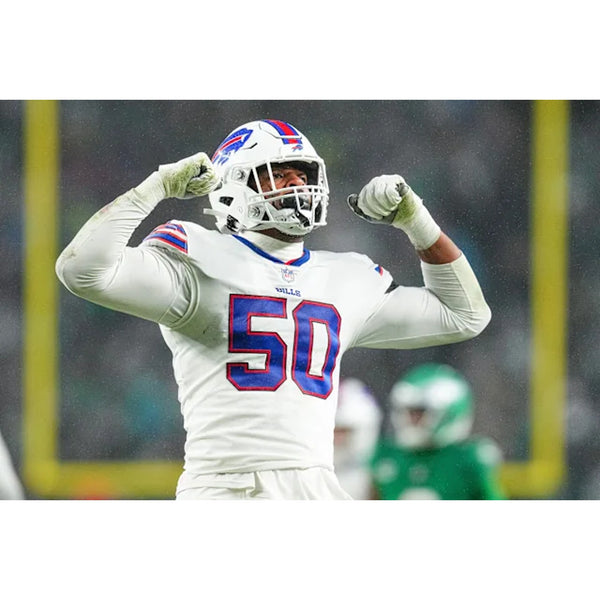 Gregory Rousseau Signed Buffalo Bills White Jersey Auto JSA COA XL Custom