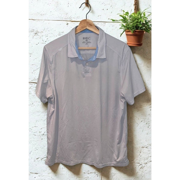 Rhone Delta Pique Polo Baby Blue Men’s Large EUC Performance Golf Shirt 101132